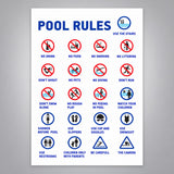 Πινακίδα Σήμανσης “ΚΑΝΟΝΕΣ ΠΙΣΙΝΑΣ – POOL RULES” Αλουμίνιο 500mm x 700mm – Λευκό / Πολύχρωμο
