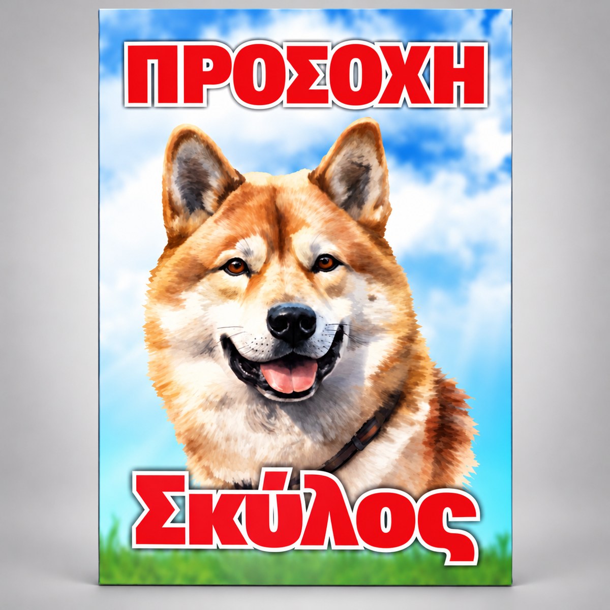 Πινακίδα Σήμανσης “ΠΡΟΣΟΧΗ ΣΚΥΛΟΣ – AKITA” Αλουμίνιο 200mm x 300mm – Έγχρωμο