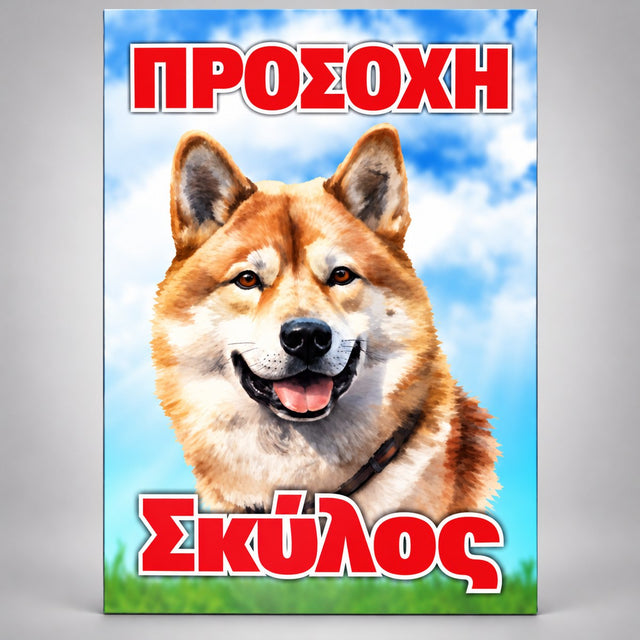 Πινακίδα Σήμανσης “ΠΡΟΣΟΧΗ ΣΚΥΛΟΣ – AKITA” Αλουμίνιο 200mm x 300mm – Έγχρωμο