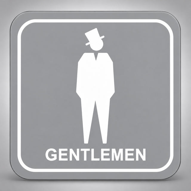Πινακίδα Σήμανσης “ΤΟΥΑΛΕΤΑ ΑΝΔΡΩΝ – GENTLEMEN” Plexiglass 110mm x 110mm – Γκρι