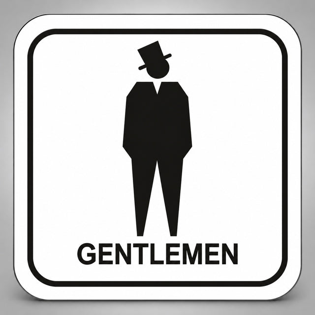 Πινακίδα Σήμανσης “ΤΟΥΑΛΕΤΑ ΑΝΔΡΩΝ – GENTLEMEN” Plexiglass 110mm x 110mm – Λευκό
