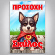 Πινακίδα Σήμανσης “ΠΡΟΣΟΧΗ ΣΚΥΛΟΣ – SUPER PUPPIE” Αλουμίνιο 200mm x 300mm – Έγχρωμο