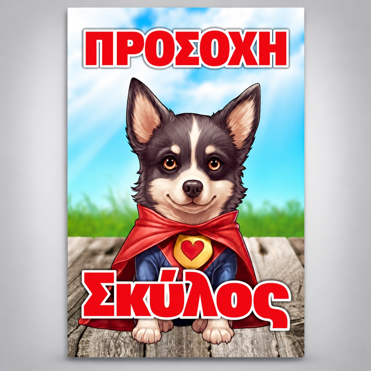 Πινακίδα Σήμανσης “ΠΡΟΣΟΧΗ ΣΚΥΛΟΣ – SUPER PUPPIE” Αλουμίνιο 200mm x 300mm – Έγχρωμο