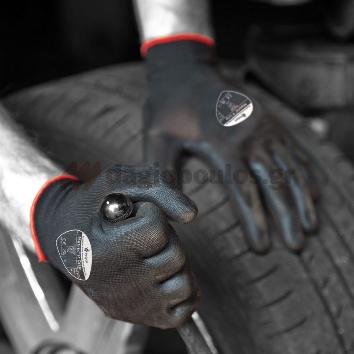 Polyco Matrix P Grip Black Γάντια Εργασίας Πλεκτά Με Παλάμη Επένδυση Πολυουρεθάνης Μαύρα (Ζεύγος)
