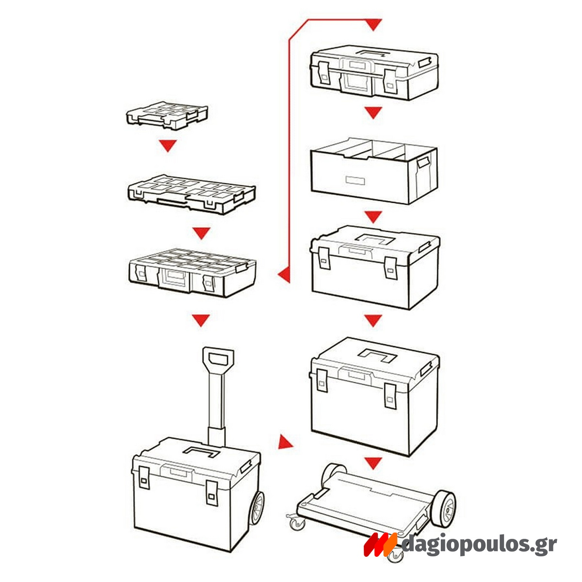 Qbrick System One Box 2.0 Plus Εργαλειοθήκη Ανοικτή Με Χωρίσματα 22.7" 35Lt