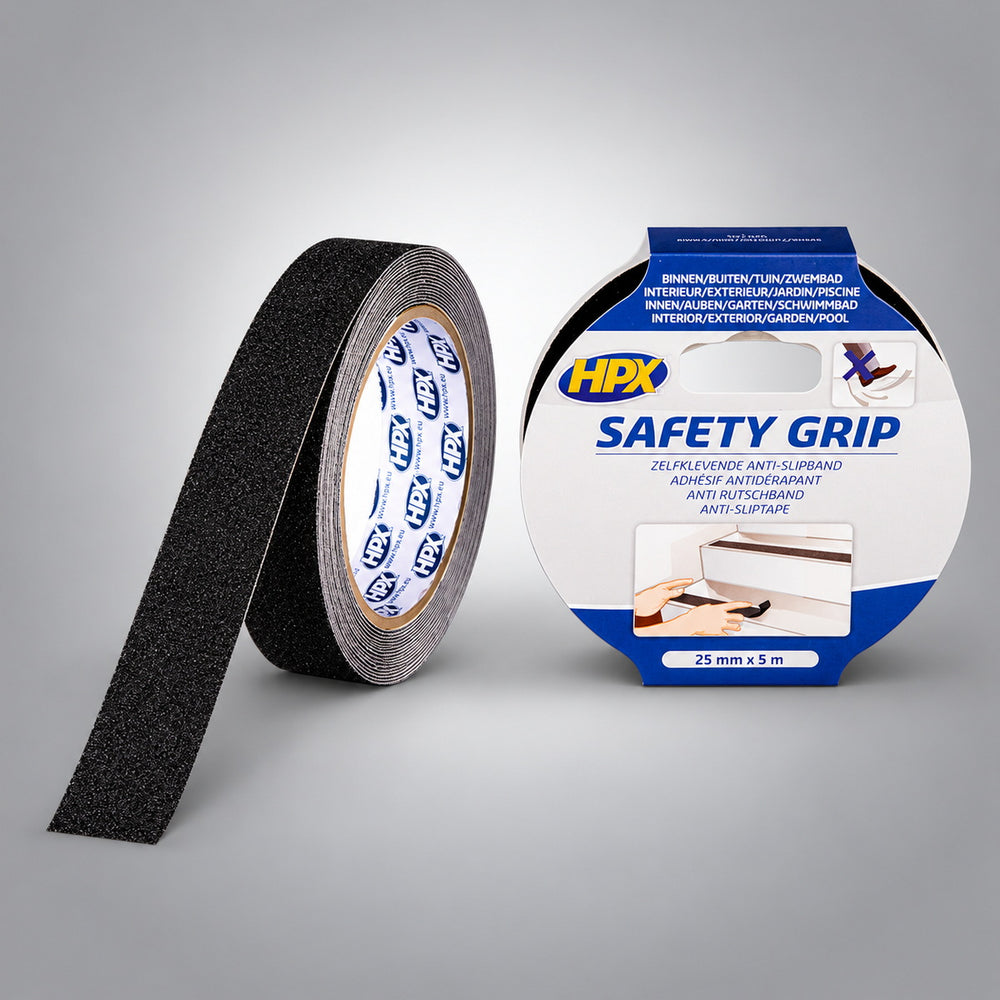 HPX Safety Grip Αυτοκόλλητη Αντιολισθητική Ταινία Ασφαλείας 25mm x 5mtr ΜΑΥΡΗ