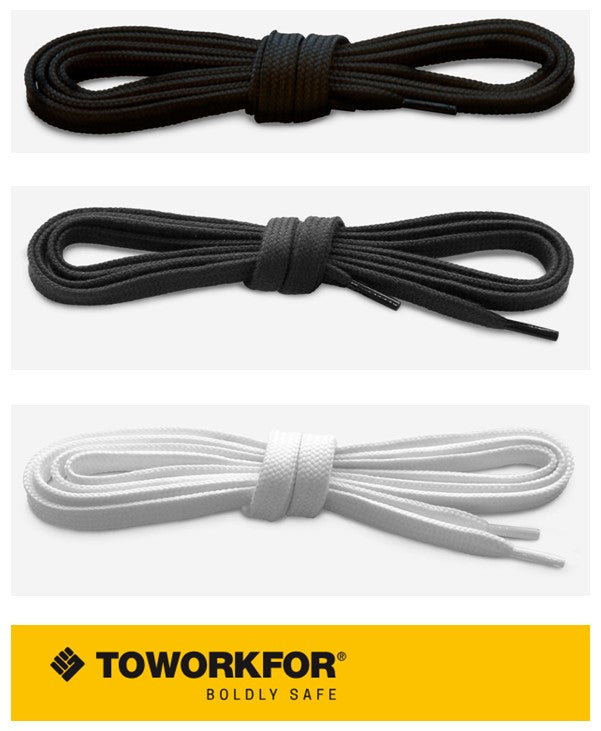 ToWorkFor Κορδόνια Πλακέ 130cm Μαύρα