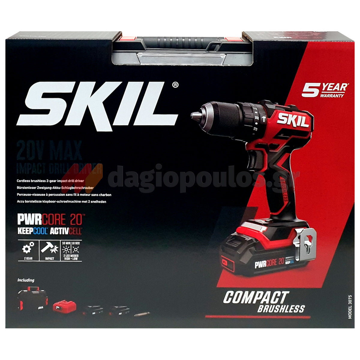 Skil 3075 JA 20V Max Brushless Κρουστικό Δραπανοκατσάβιδο Μπαταρίας 18V Li-Ion Με Μπαταρία 2.5Ah Βαλίτσα