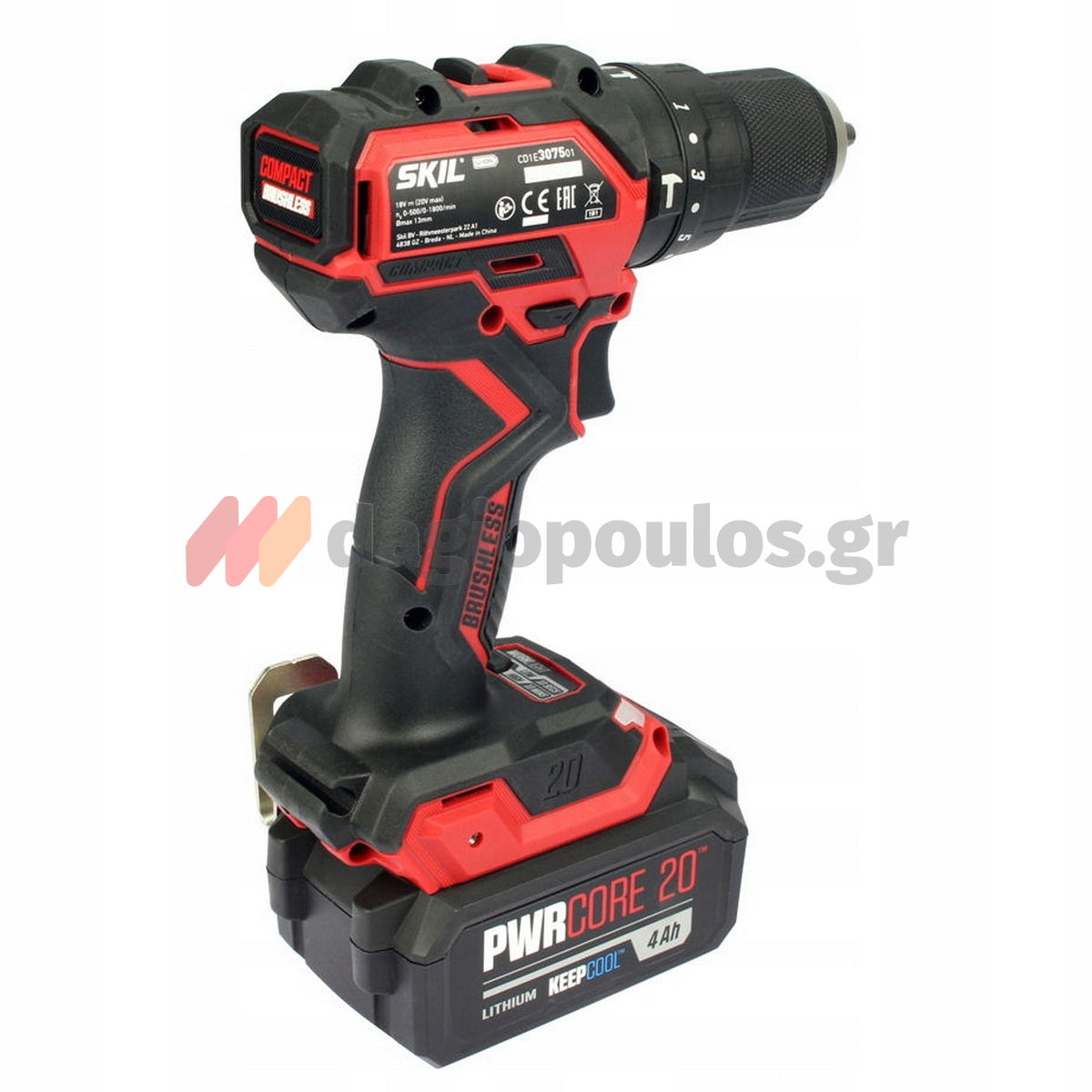 Skil 3075 HB Brushless 20V Max Κρουστικό Δραπανοκατσάβιδο Μπαταρίας 18V Li-Ion Με 2 Μπατ.4.0Ah - Ταχυφορτιστή - Βαλίτσα