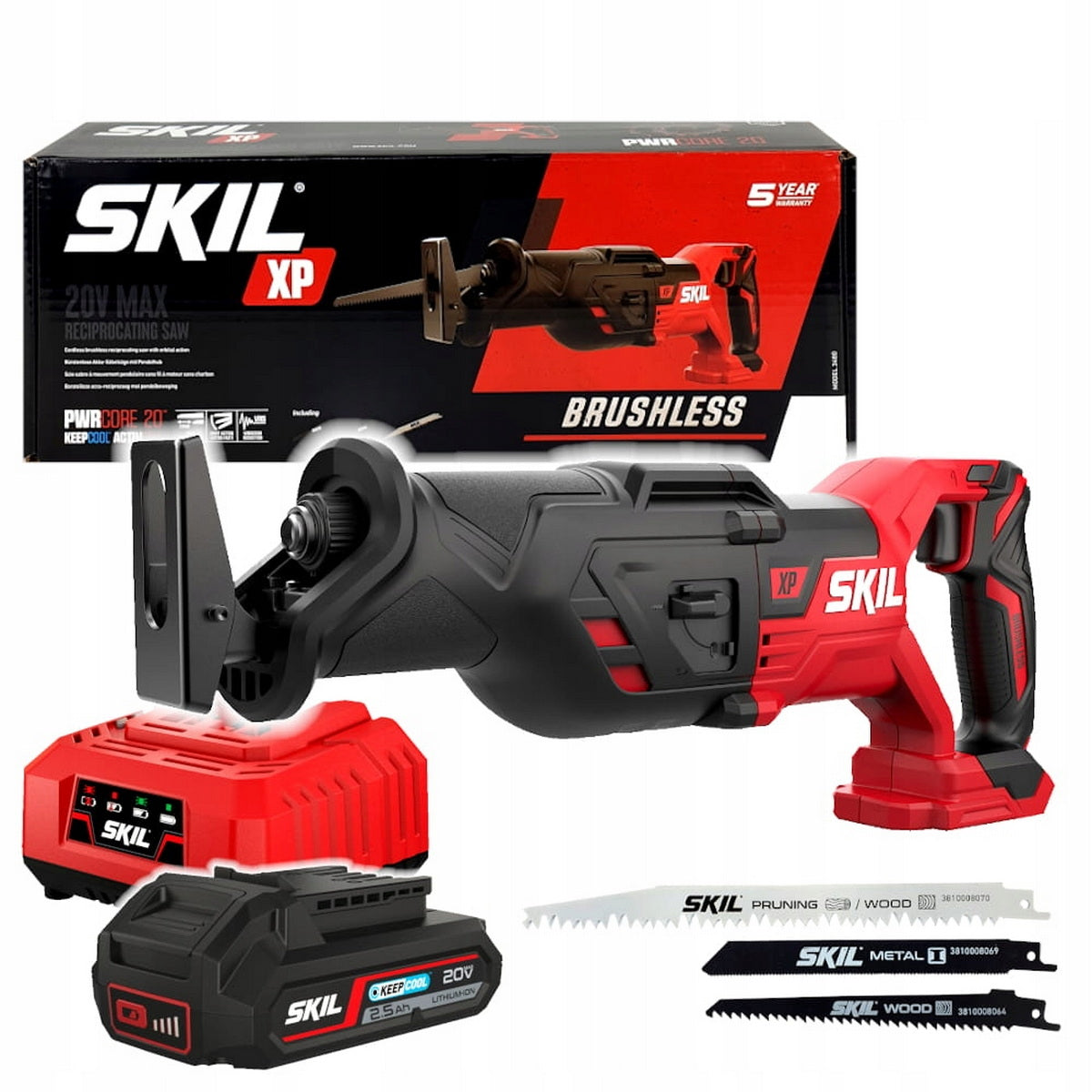 Skil 3480 CA 20V Max Brushless Σπαθοσέγα (Σεγάτσα) Μπαταρίας 18V Li-Ion Με Μπαταρία 5.0Ah