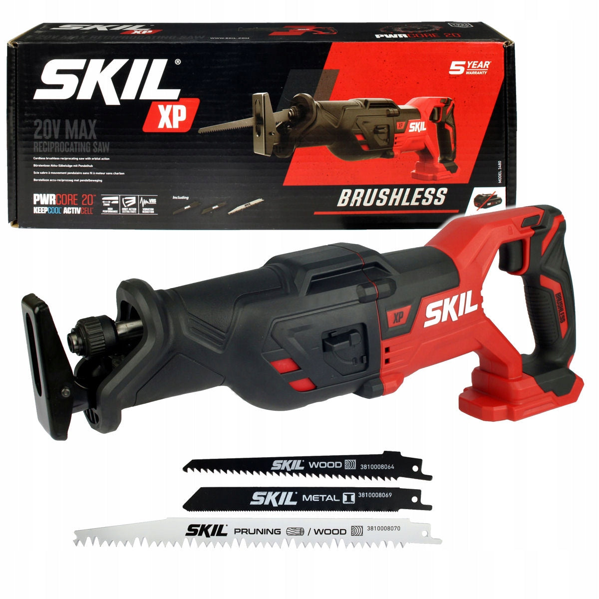Skil 3480 CA 20V Max Brushless Σπαθοσέγα (Σεγάτσα) Μπαταρίας 18V Li-Ion SOLO