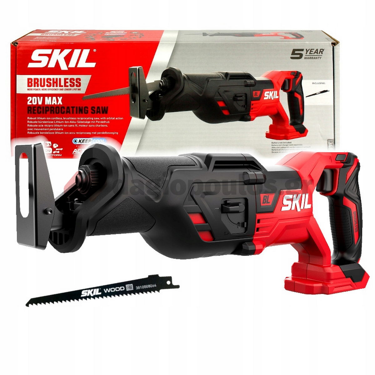 Skil 3480 CA 20V Max Brushless Σπαθοσέγα (Σεγάτσα) Μπαταρίας 18V Li-Ion Με Μπαταρία 5.0Ah