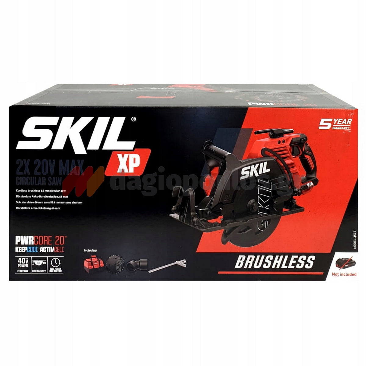 Skil 3572 EA 40V Max Brushless Δισκοπρίονο Μπαταρίας 36V Li-Ion 184mm Με 2 Μπαταρίες 4.0Ah + Φορτιστή + USB Αντάπτορα + Τσάντα