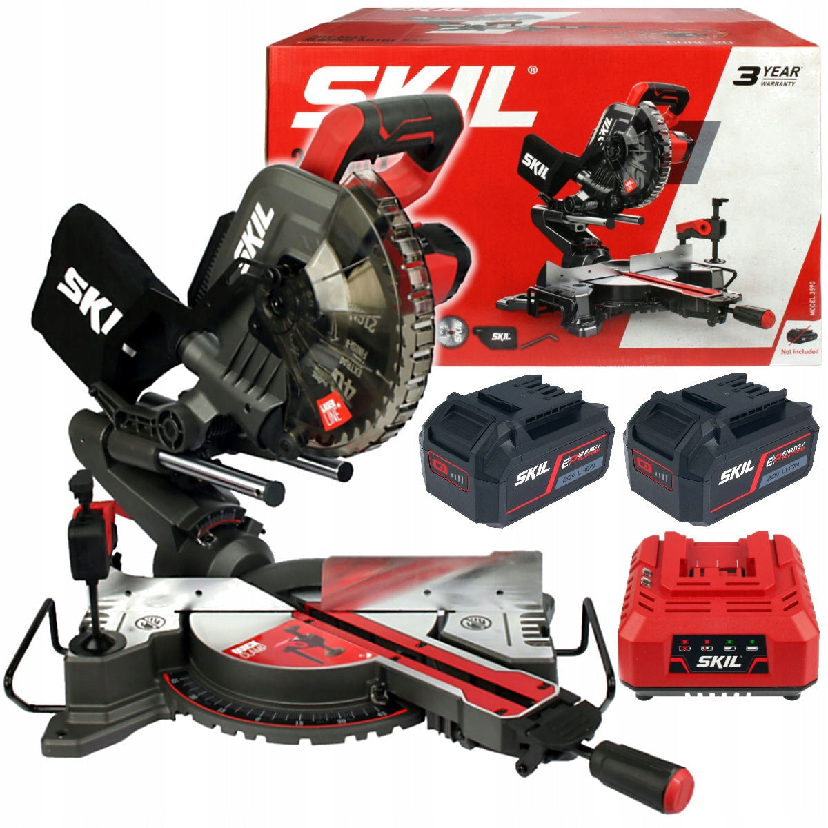 Skil 3590 CA 20V Max Φαλτσοπρίονο Radial Ξύλου Μπαταρίας 18V Li-Ion 216mm Με 2 Μπαταρίες 5.0Ah