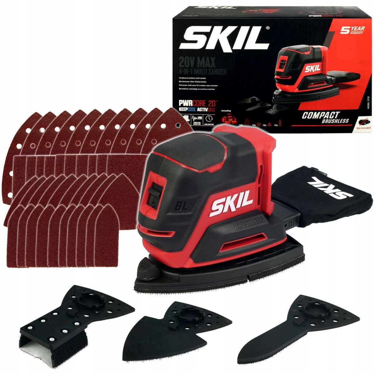 Skil 3720 CD 20V Max Brushless Πολυτριβείο Παλμικό Μπαταρίας 18V Li-Ion Με Μπαταρία 2.5Ah