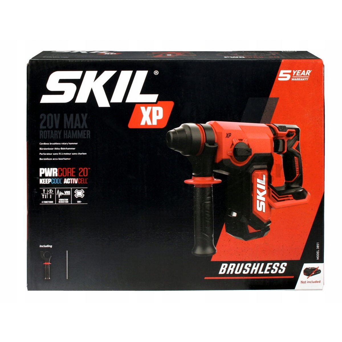 Skil 3851 CA 20V Max Brushless Περιστροφικό Πνευματικό Πιστολέτο SDS Plus 20V Li-Ion & 3111 AA Μπαταρία 4.0Ah Ταχυφορτιστής