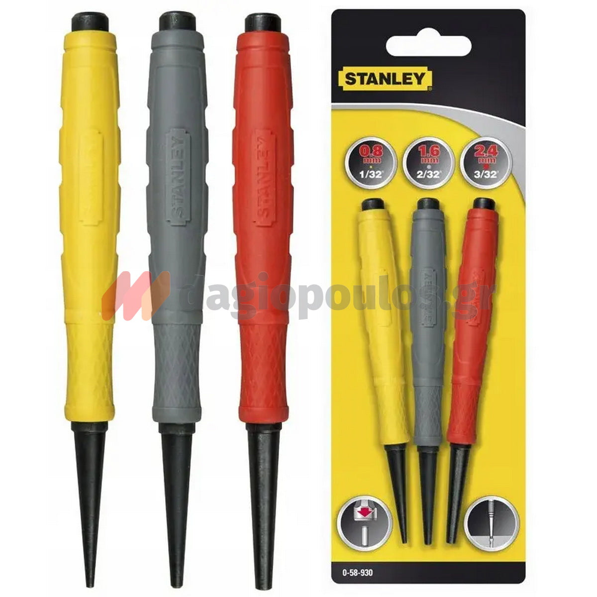 Stanley 0-58-930 Dynagrip Συλλογή Επαγγελματικοί Ζουμπάδες (Πόντες) Σετ 3 Τεμ