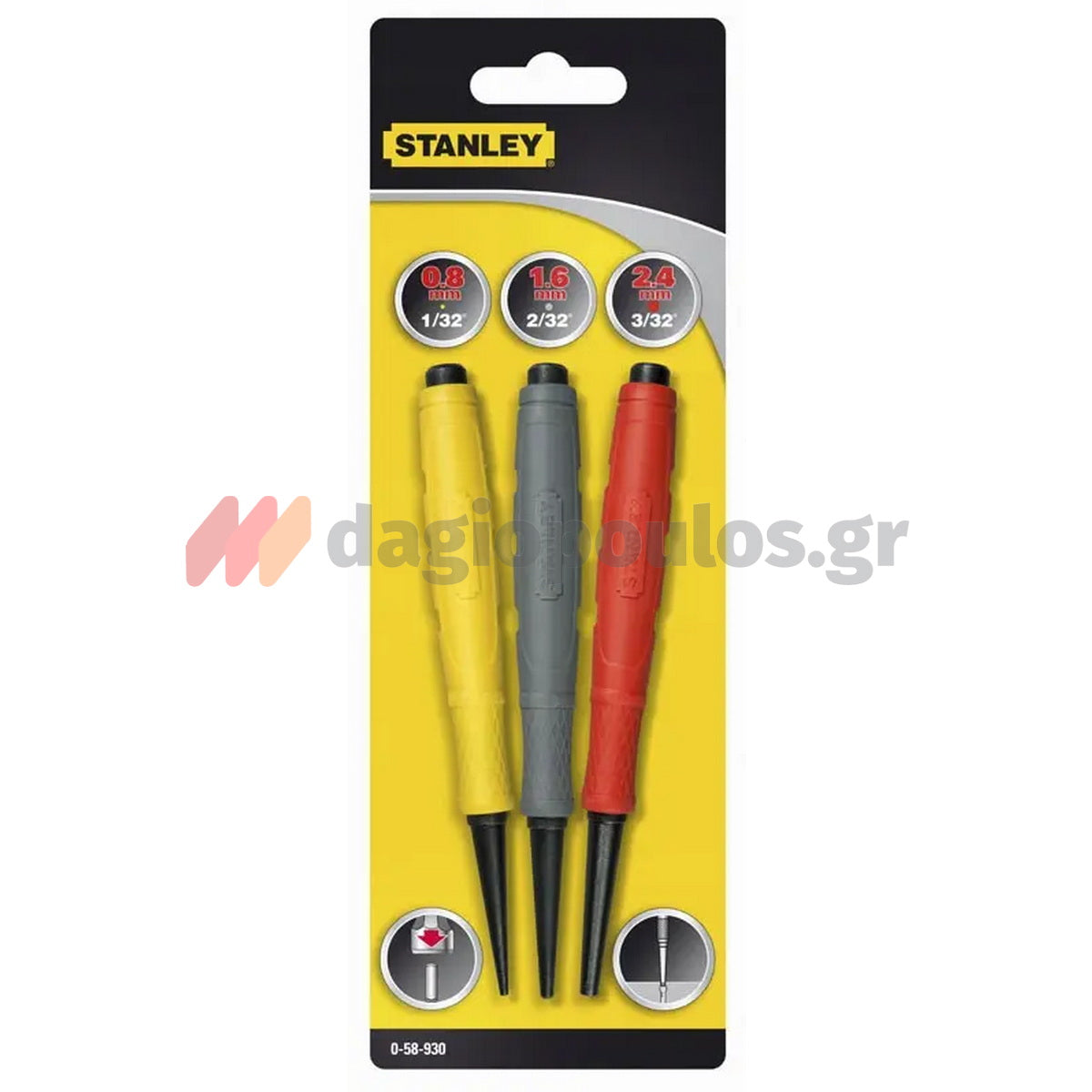 Stanley 0-58-930 Dynagrip Συλλογή Επαγγελματικοί Ζουμπάδες (Πόντες) Σετ 3 Τεμ