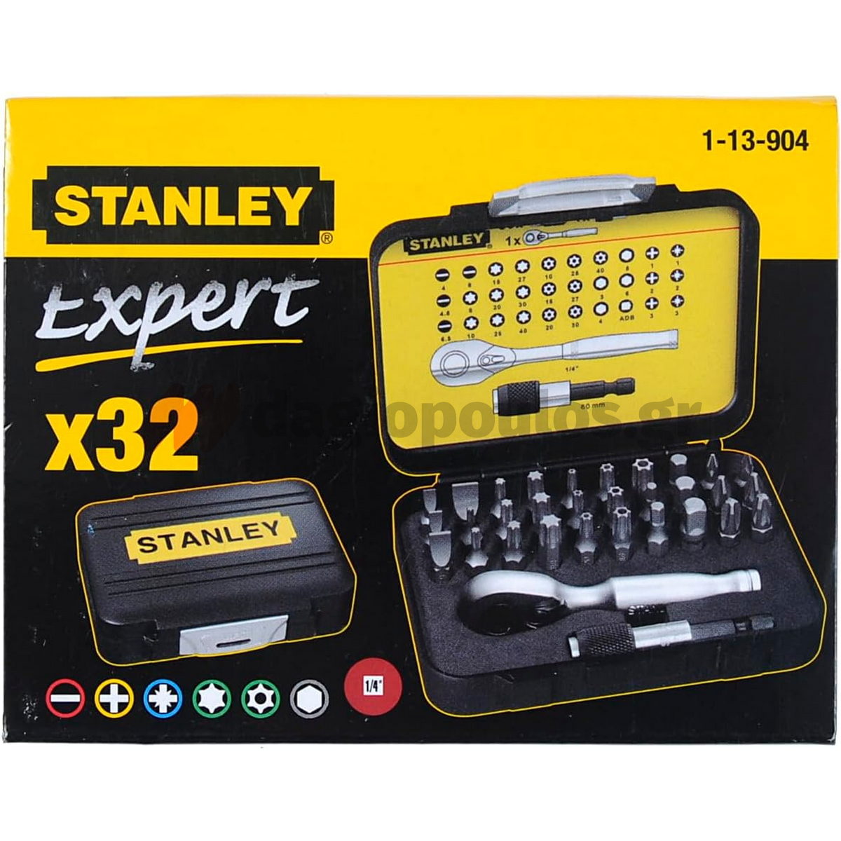 Stanley 1-13-904 Συλλογή Μανέλα Καστάνιας Μύτες Με Μαγνητικό Υποδοχέα 1/4" Σετ 32 Τεμ