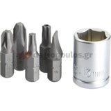 Stanley 1-13-907 Συλλογή Μανέλα Πολύγωνο Καστάνιας Καρυδάκια Μύτες Προέκταση 1/4" Σετ 39 Τεμ