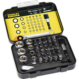 Stanley 1-13-907 Συλλογή Μανέλα Πολύγωνο Καστάνιας Καρυδάκια Μύτες Προέκταση 1/4" Σετ 39 Τεμ