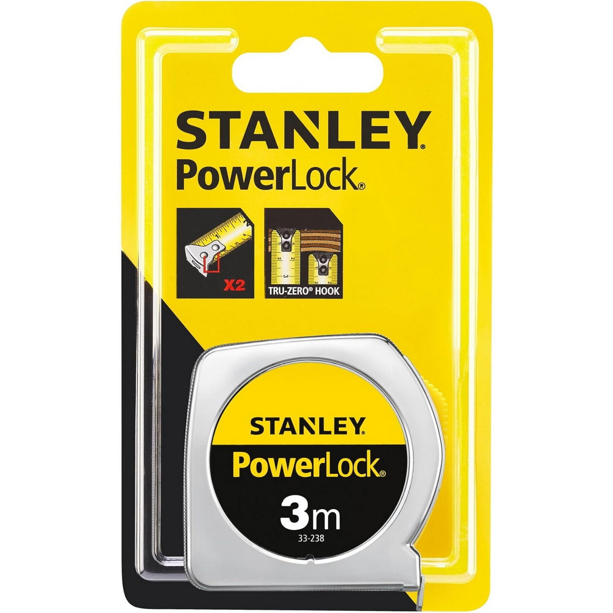 Stanley Powerlock tape measure 3m 13mm durable ABS case

