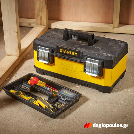 Εργαλειοθήκη με αποσπώμενο δίσκο οργάνωσης και αυλάκι V στο καπάκι