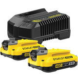Stanley SFMCB12D2 Συλλογή Φορτιστής Με 2 Μπαταρίες 18V Li-Ion 2.0Ah