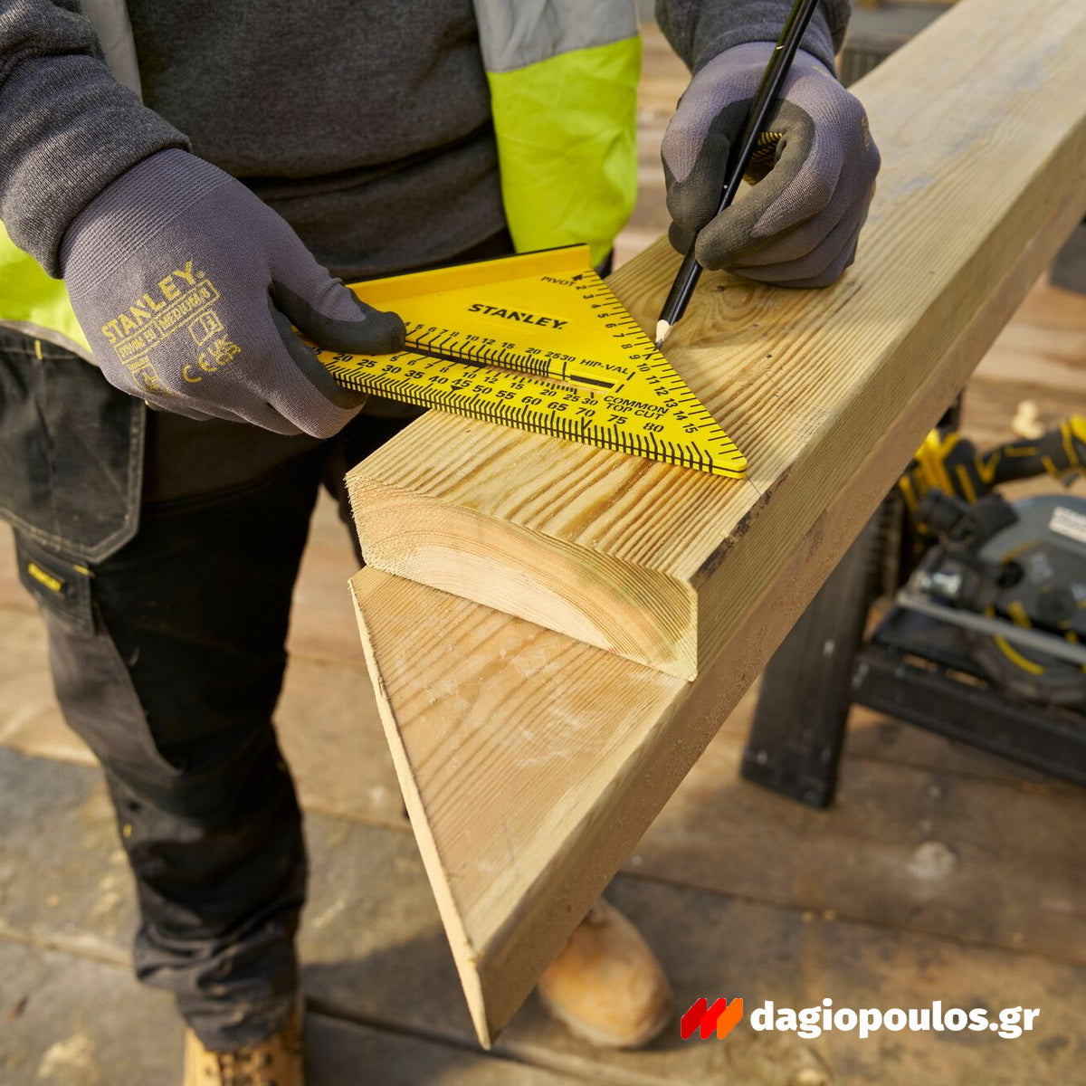 Stanley STHT46012-0 Fatmax QUICKSQUARE® Επαγγελματικός Χάρακας - Τρίγωνο - Γωνιόμετρο Μέτρησης & Σχεδιασμού ABS 180mm Διπλής Κλίμακας