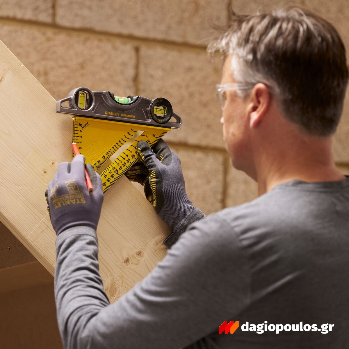 Stanley STHT46013-0 Fatmax QUICKSQUARE® Επαγγελματικός Χάρακας - Τρίγωνο - Γωνιόμετρο Μέτρησης & Σχεδιασμού ABS 300mm Διπλής Κλίμακας