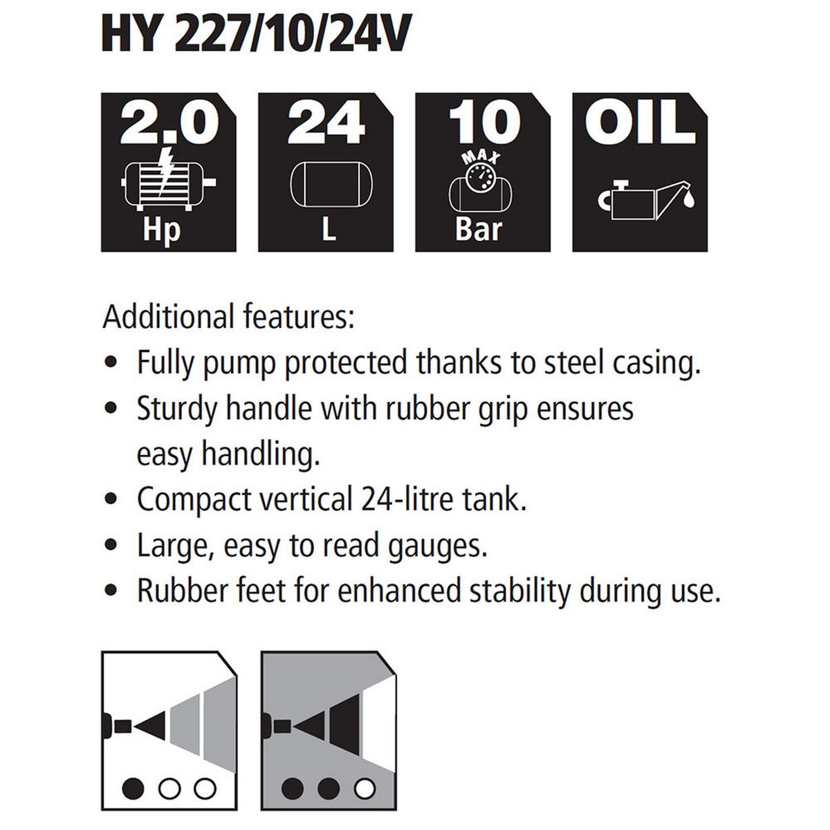 Stanley HY 2271024 Αεροσυμπιεστής Κομπρεσέρ Αέρα Μονομπλόκ 2.0Hp 24Lit