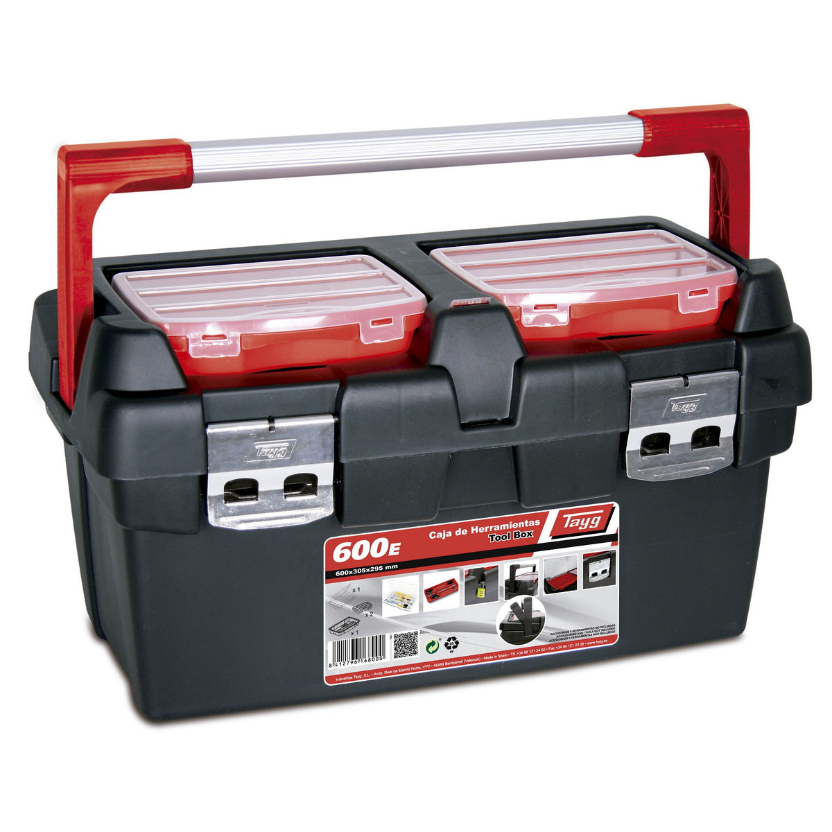 Tayg 168000 N.600Ε Εργαλειοθήκη Κλειστή Με Εταζιέρα & Ταμπακιέρα - Λαβή Αλουμινίου 23.6" 37Lt