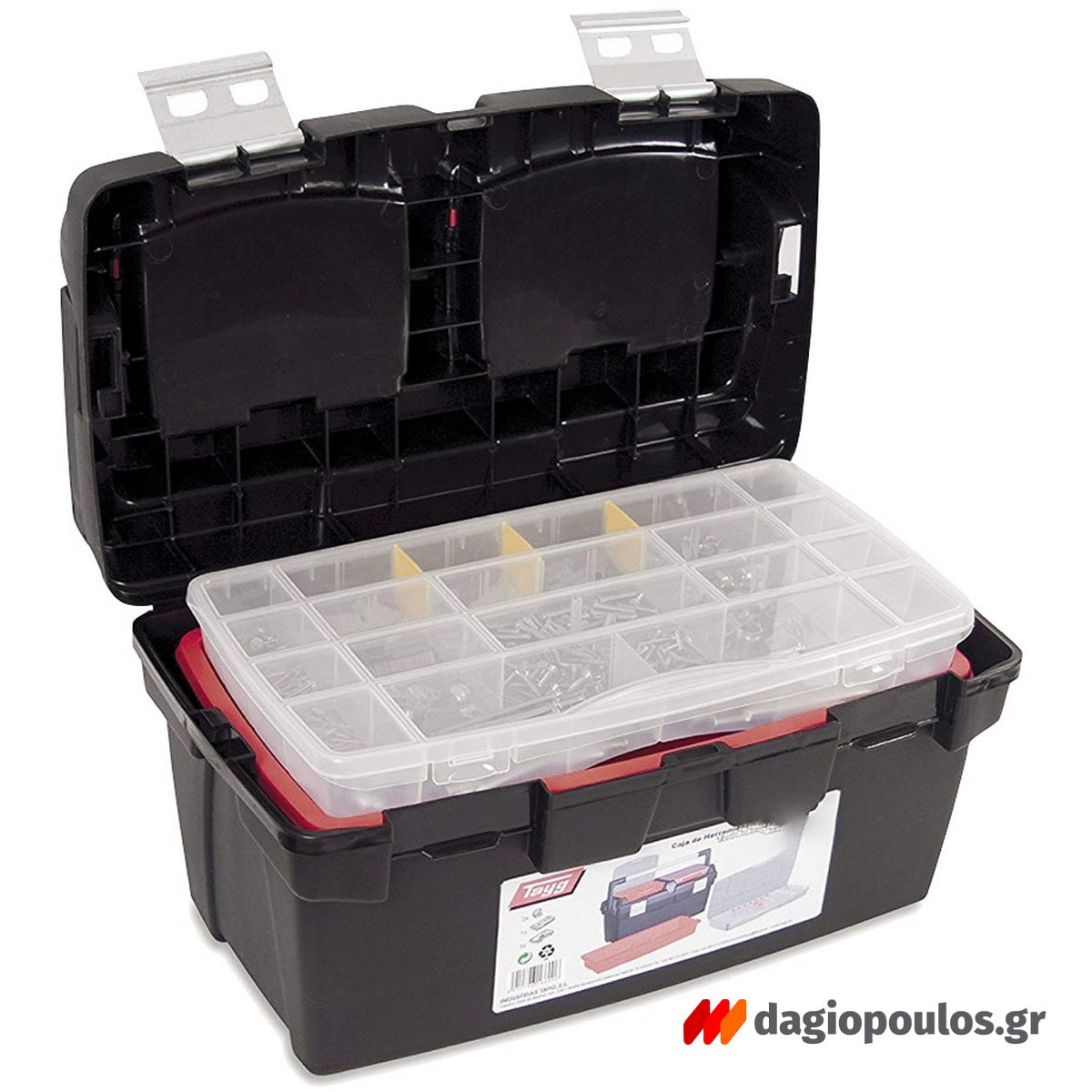 Tayg 168000 N.600Ε Εργαλειοθήκη Κλειστή Με Εταζιέρα & Ταμπακιέρα - Λαβή Αλουμινίου 23.6" 37Lt