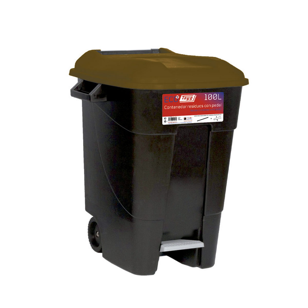 TAYG ECO 421235 Κάδος Απορριμμάτων Με Πεντάλ & Ρόδες 100Ltr ΜΑΥΡΟΣ - ΚΑΦΕ ΚΑΠΑΚΙ