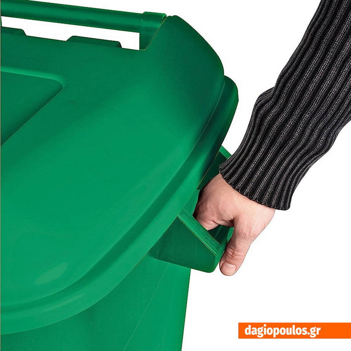 Tayg 426001 Πλαστικός Κάδος Απορριμμάτων Τροχήλατος με Πεντάλ 120lt Πράσινος | dagiopoulos.gr