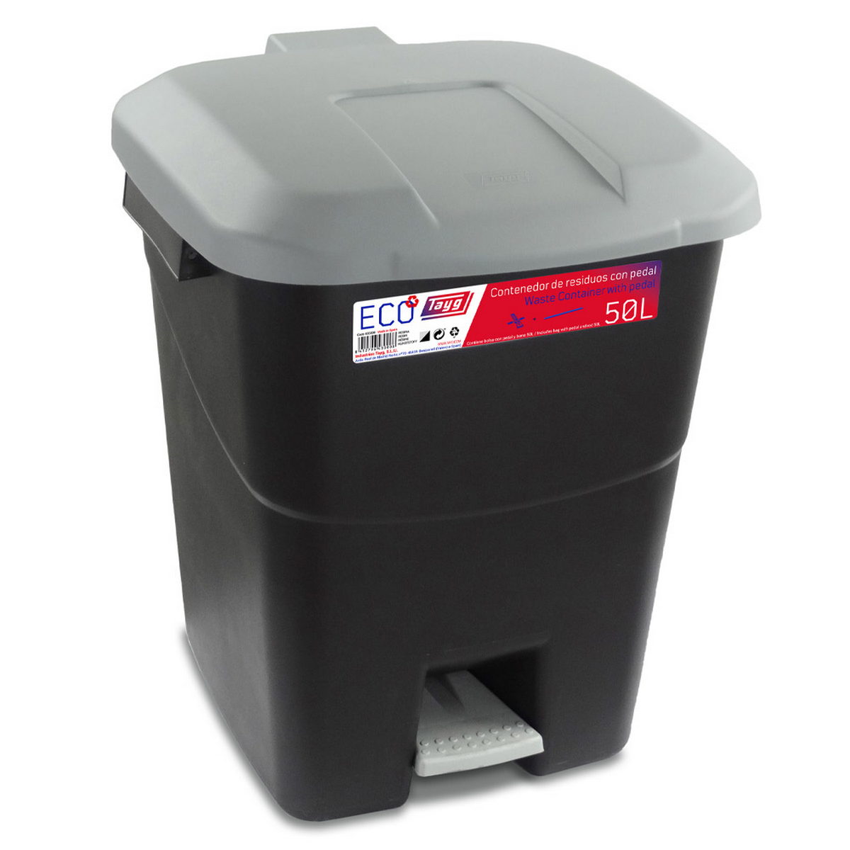 TAYG ECO 430008 Κάδος Απορριμμάτων Με Πεντάλ 50Ltr ΓΚΡΙ