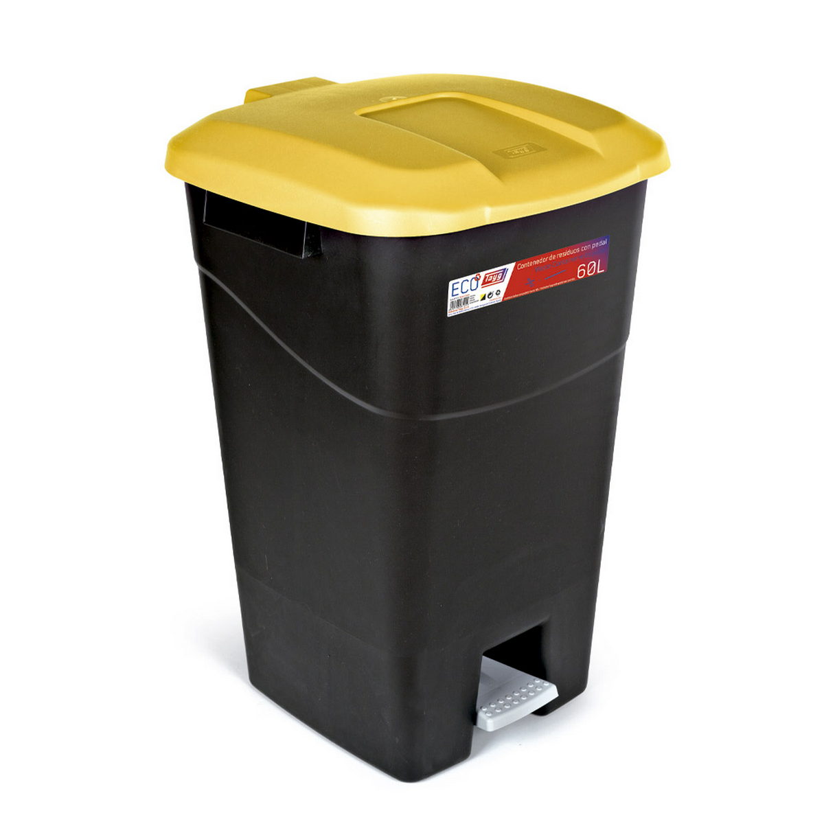 TAYG ECO 431012 Κάδος Απορριμμάτων Με Πεντάλ 60Ltr ΜΑΥΡΟΣ - ΚΙΤΡΙΝΟ ΚΑΠΑΚΙ