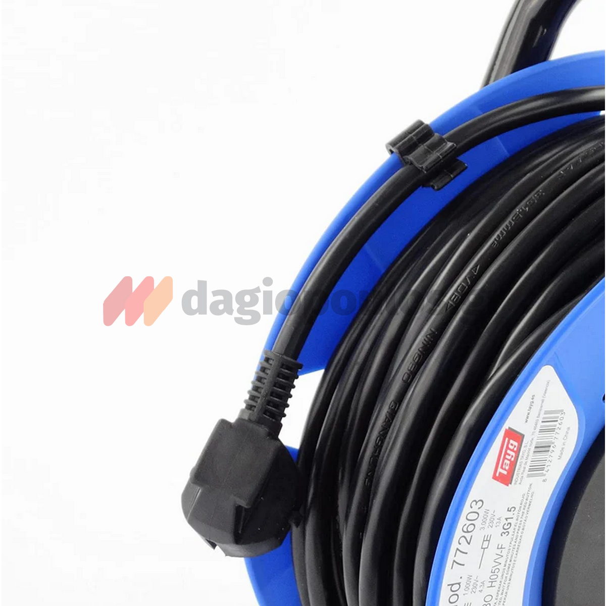 Tayg 777608 IP20 Μπαλαντέζα Ρεύματος Σε Καρούλι Με Καλώδιο HO5VV-F 3x2,5 x 50mtr