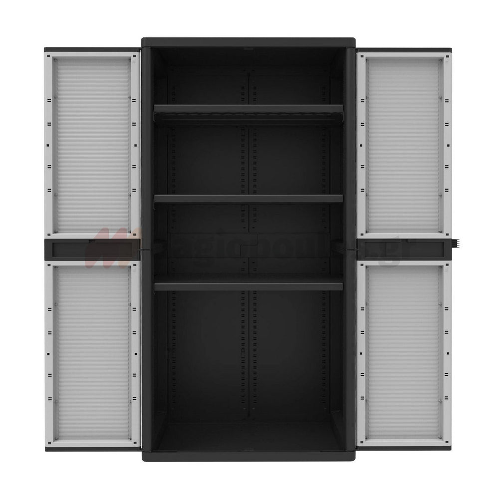 Terry Qblack 2900 Jumbo Ντουλάπα Πλαστική Δίφυλλη Με 3 Ράφια Ιταλίας Μεγάλου Πλάτους Ιταλίας