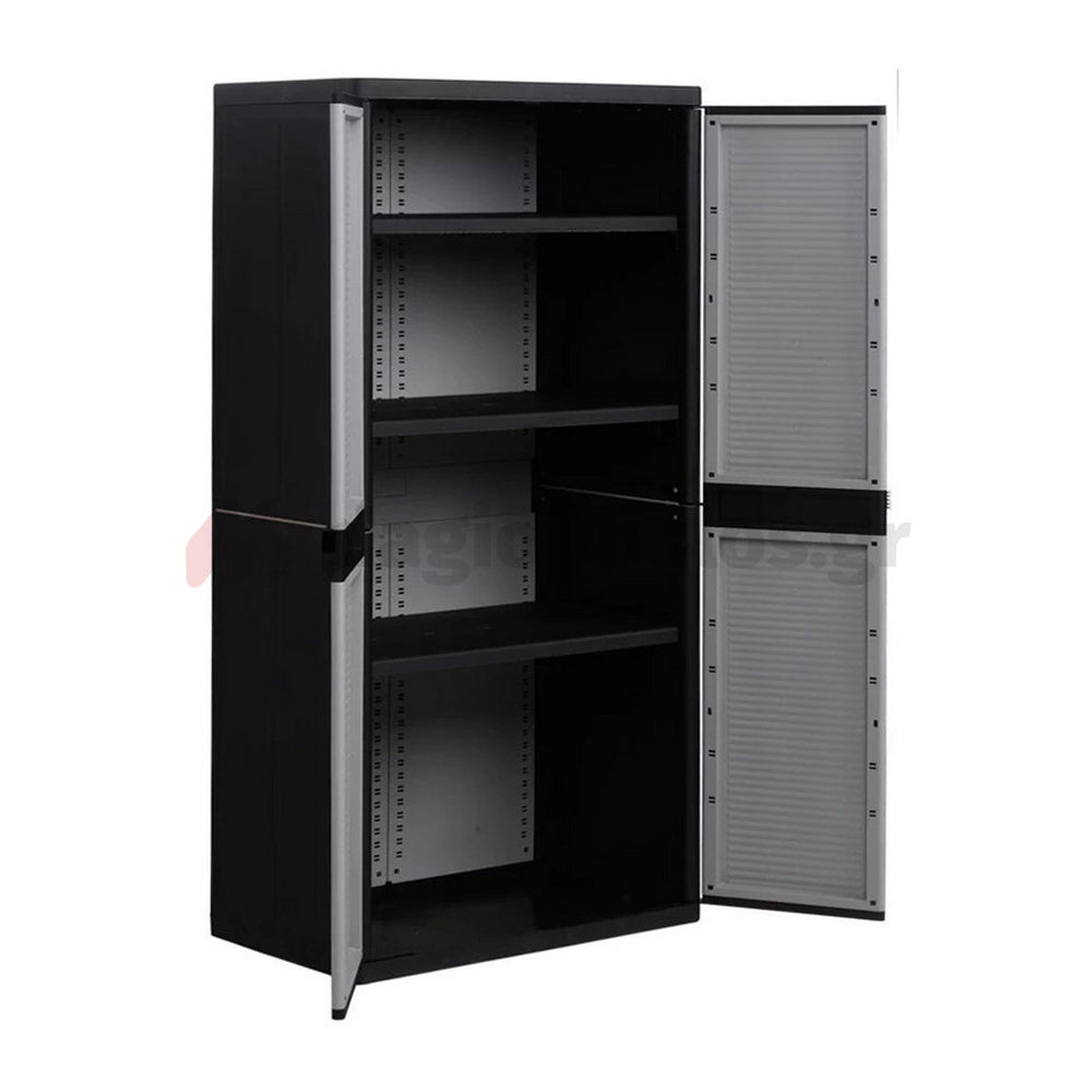 Terry Qblack 2900 Jumbo Ντουλάπα Πλαστική Δίφυλλη Με 3 Ράφια Ιταλίας Μεγάλου Πλάτους Ιταλίας