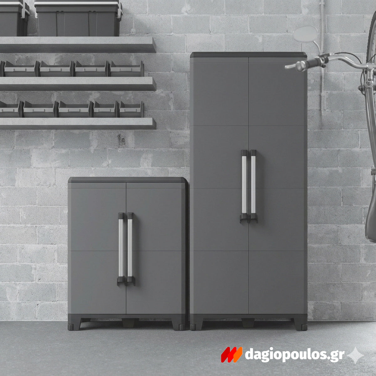 Terry Transforming Pro 4 Ντουλάπα Δίφυλλη Ψηλή Με 3 Μεταλλικά Ράφια Ιταλίας