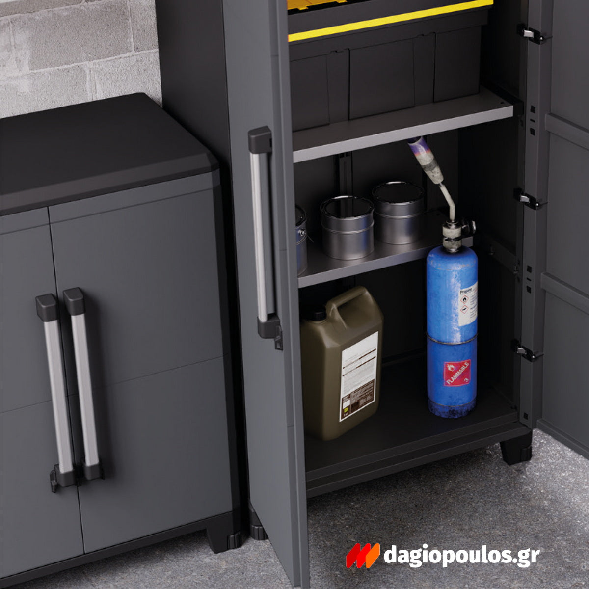 Terry Transforming Pro 4 Ντουλάπα Δίφυλλη Ψηλή Με 3 Μεταλλικά Ράφια Ιταλίας