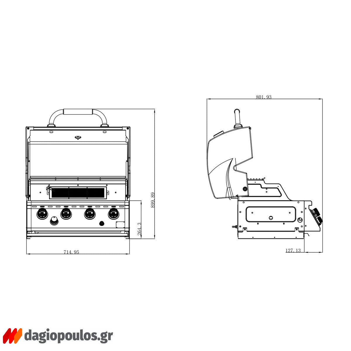 Thermogatz SEMI-PROF TGH-BI-M61 BBQ Ψησταριά Υγραερίου 4+1 Εστιών 17.5kW