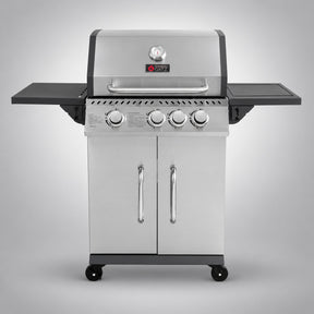 Thermogatz GS GRILL ELITE 3 1 INOX — BBQ ΥΓΡΑΕΡΙΟΥ GS GRILL ELITE 3+1 INOX - 11,5 kW, σε γκρι φόντο με φυσική σκιά