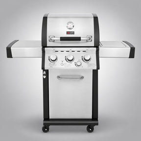 Thermogatz GS GRILL SUPERIOR 3 1 — BBQ ΥΓΡΑΕΡΙΟΥ GS GRILL SUPERIOR 3+1 ΙΝΟΧ - 14kW, σε γκρι φόντο με φυσική σκιά