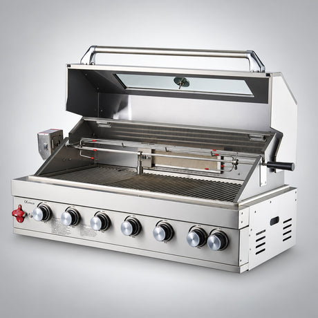 Thermogatz SEMI-PROF TGH-BI-B8B-G — BBQ ΥΓΡΑΕΡΙΟΥ SEMI-PROF TGH-BI-B8B-G 6+1 26,7kW, σε γκρι φόντο με φυσική σκιά