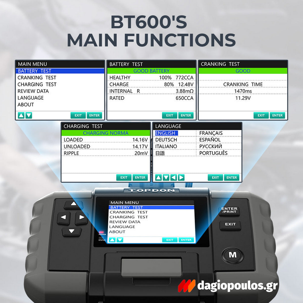 Topdon BT600 Διαγνωστικό Μπαταρίας 12V/24V