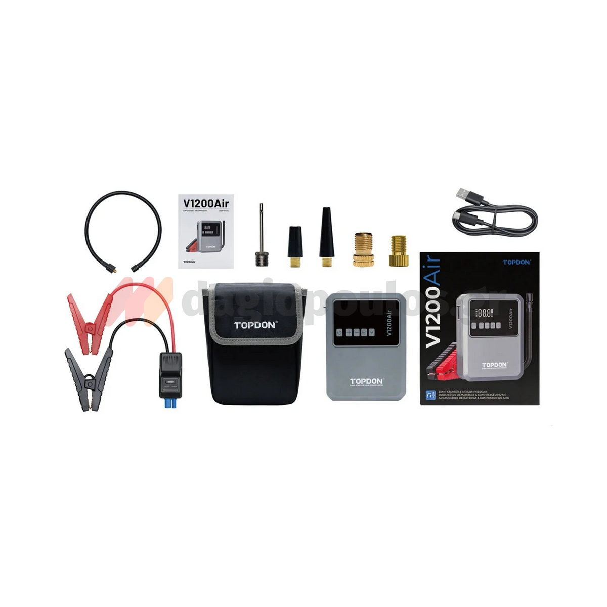 Topdon V1200Air Φορητός Εκκινητής (Starter) - Power Bank Μπαταρίας Αυτοκινήτου 12V 1200Α 10Ah