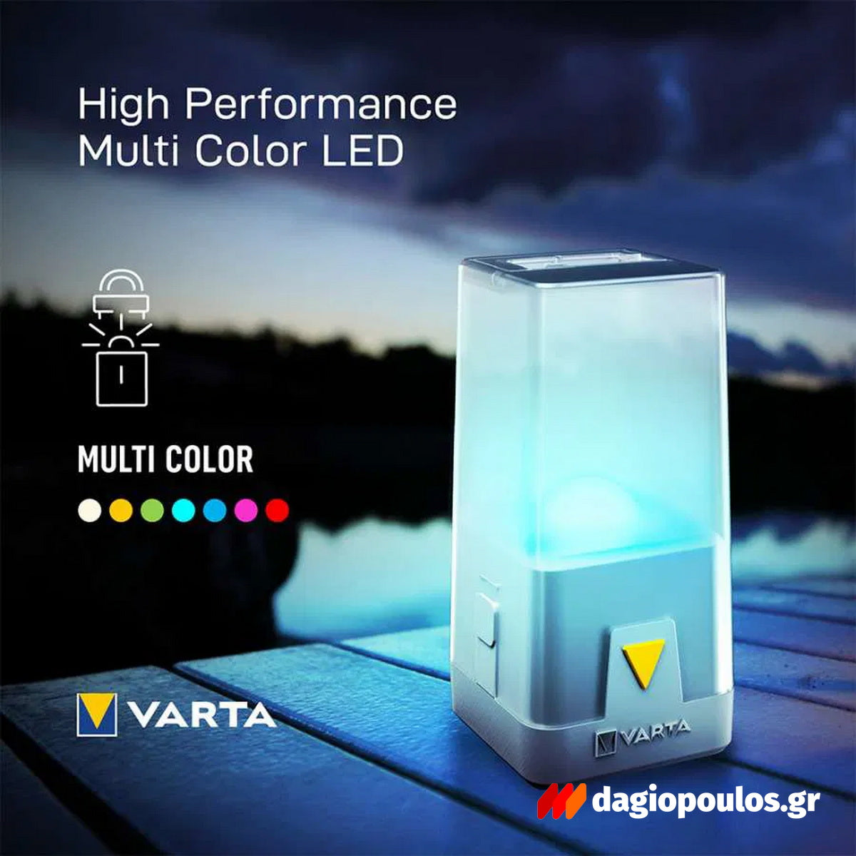 Varta Outdoor Ambiance L10 Φανάρι Με Πολύχρωμο Led & Dimmer 150 Lumens