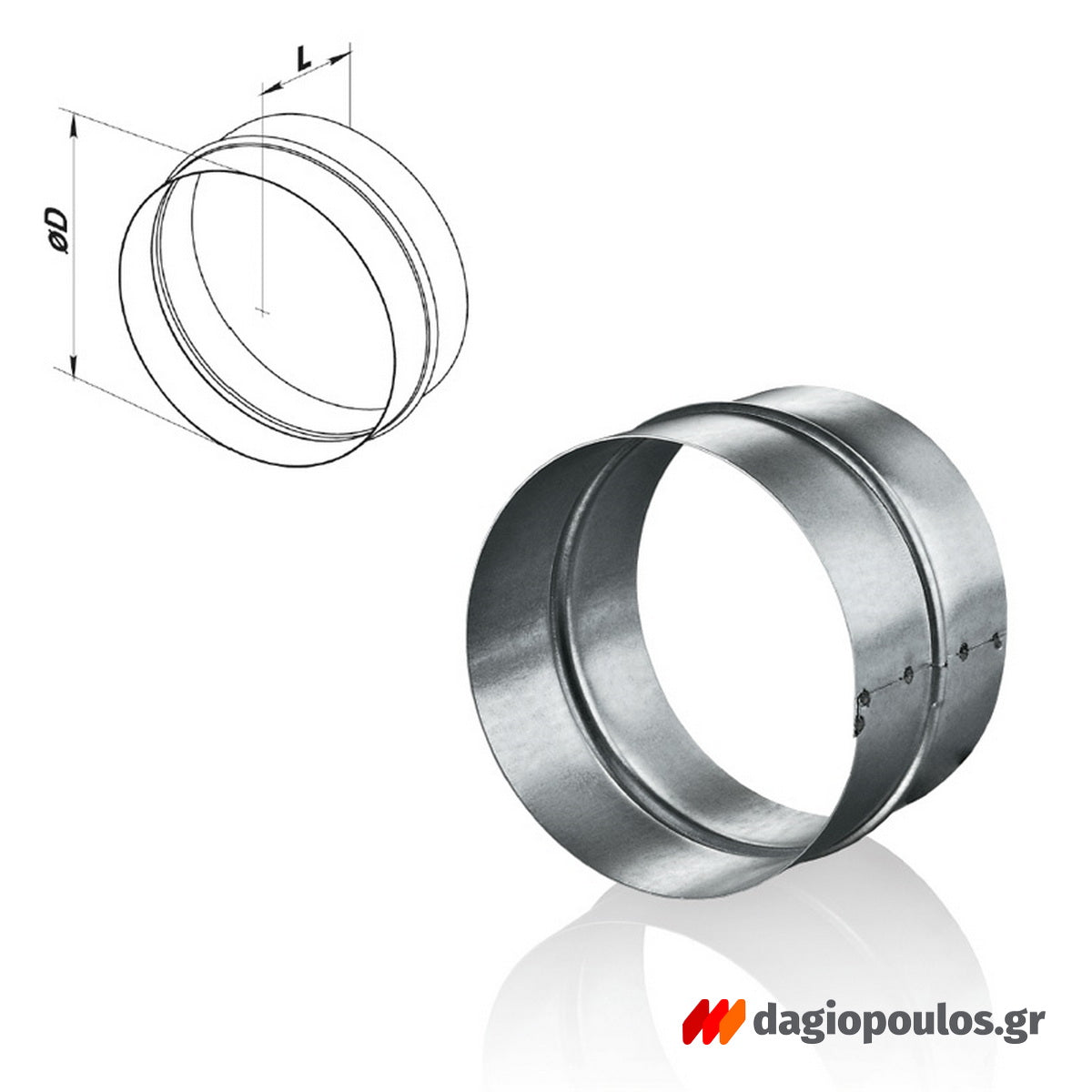 Vents PM 125 Zn Μούφα Σύνδεσης Για Έυκαμπτους Σωλήνες Γαλβανιζέ 125mm
